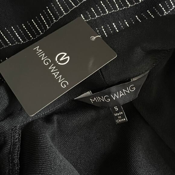 NEW Ming Wang | Silver Embroidered Black Knit 3/4 Sleeve Cardigan Jacket S NWT - Picture 9 of 9